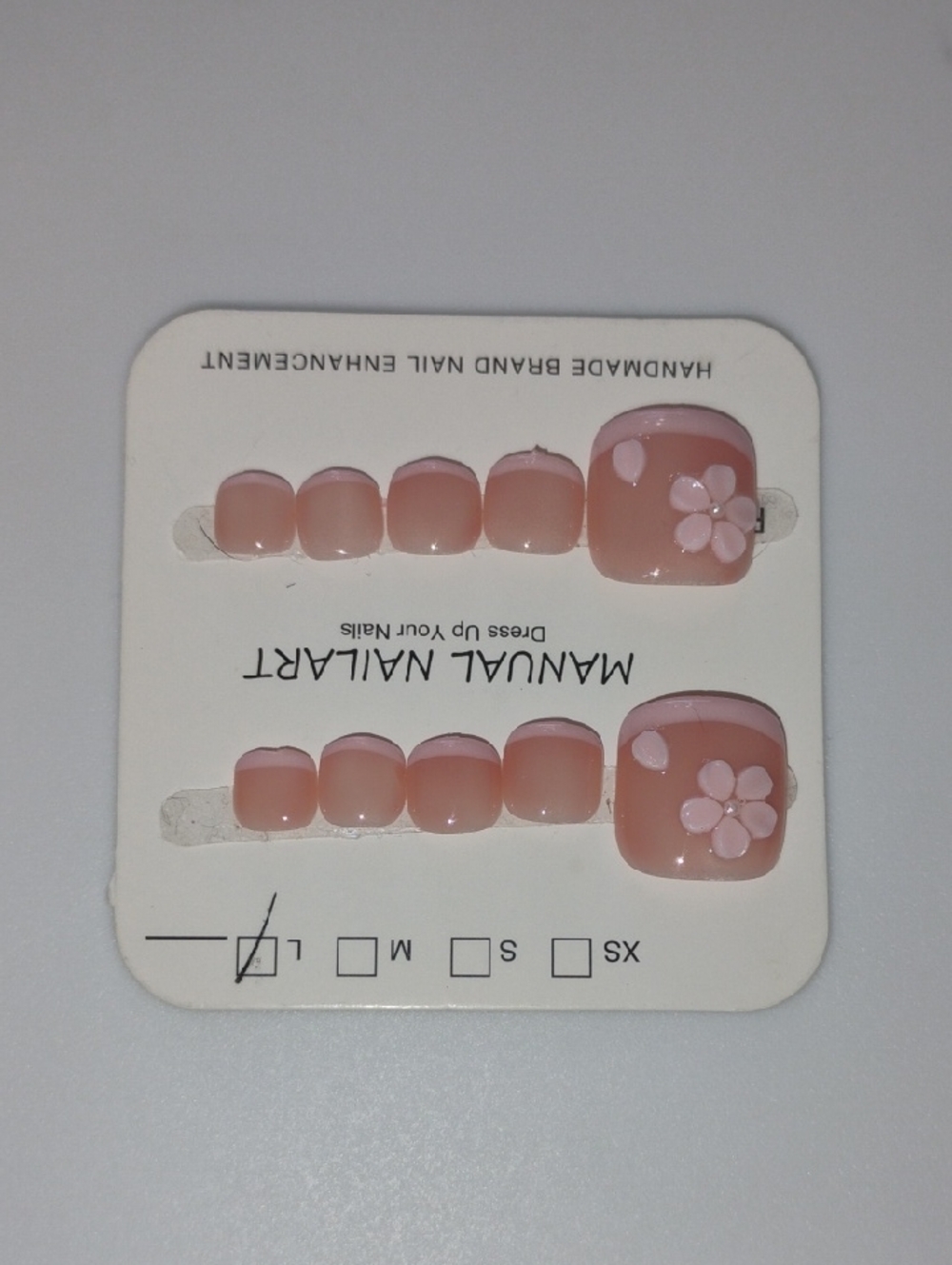 Pink Floral Press-On Toe Nails by